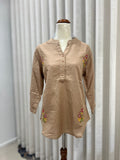 Full sleeve brown embroided top