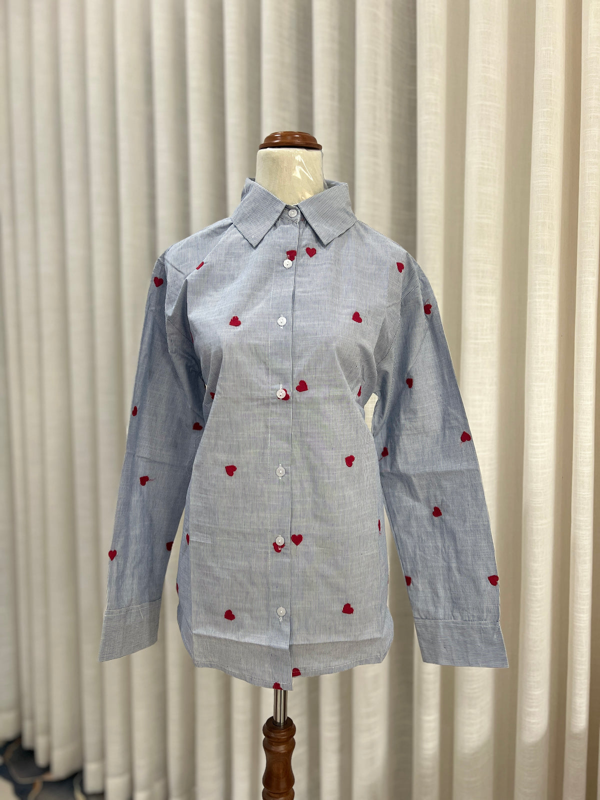 Blue red hearts shirt