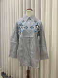 Lond sleeve grey buttoned top