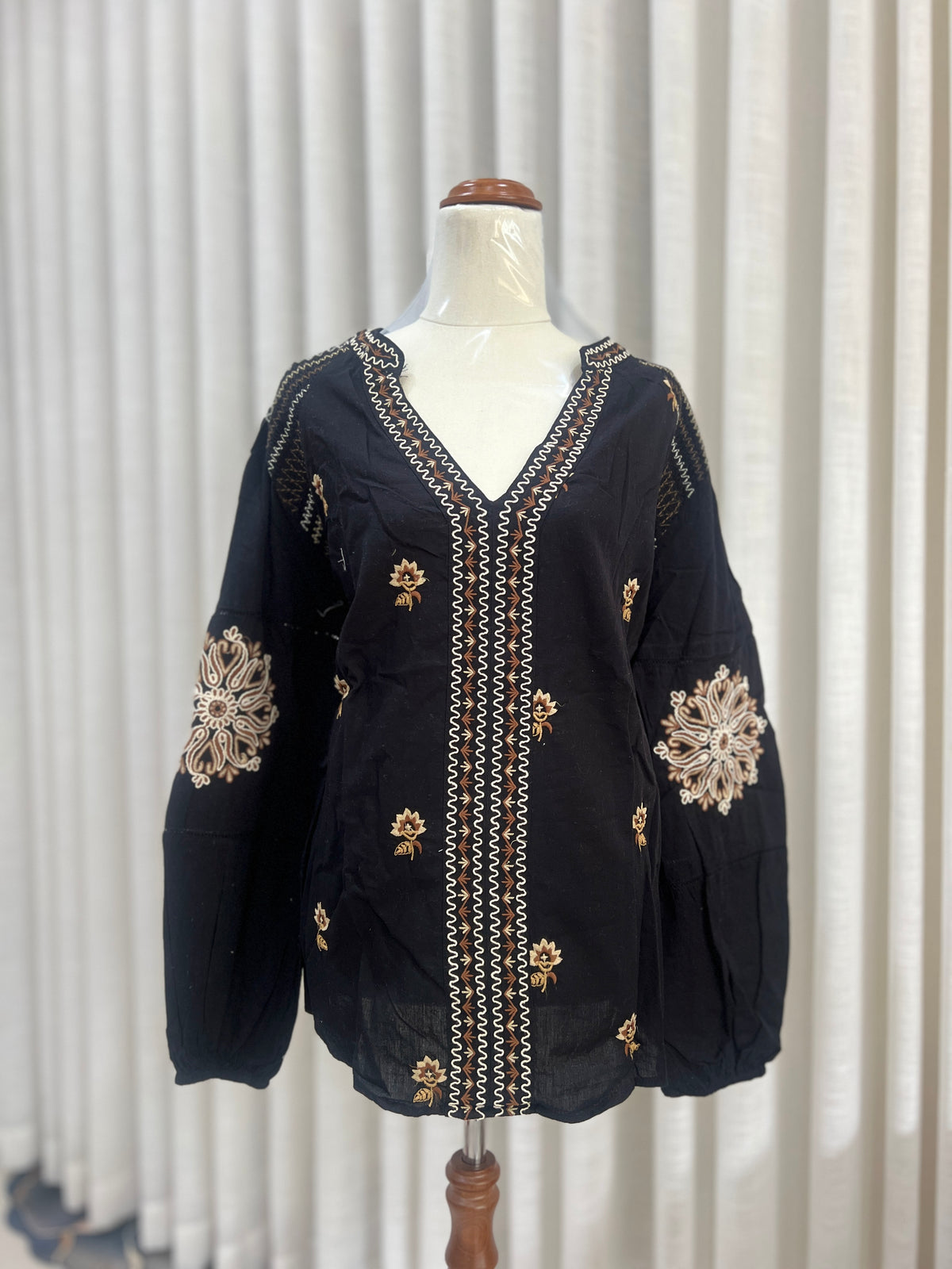 black embroided top