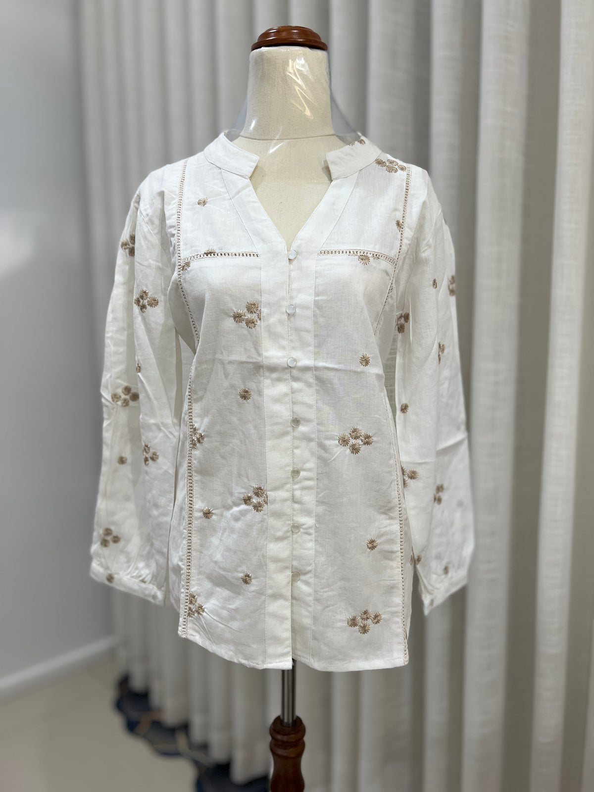 White embroided shirt