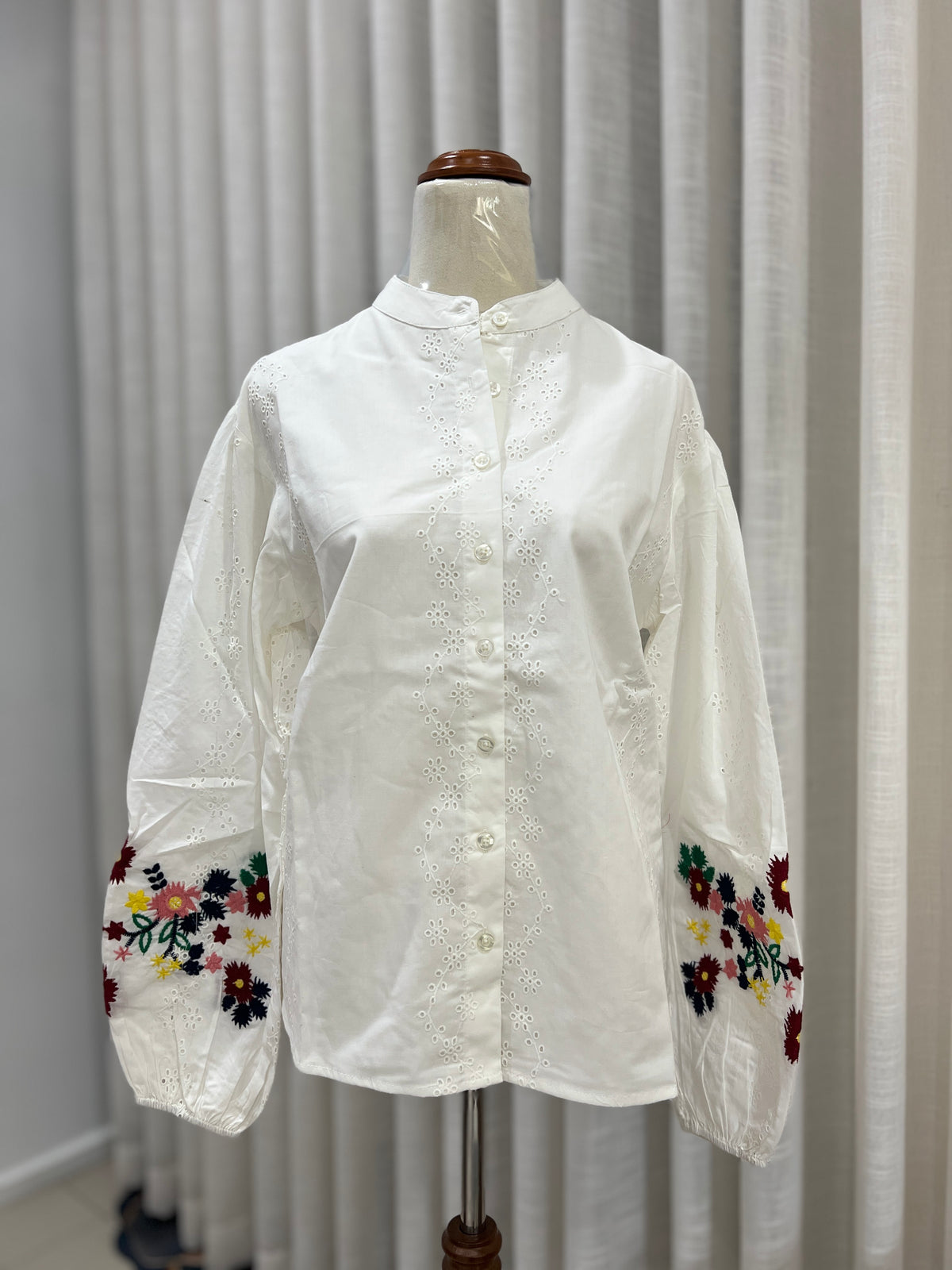 White embroided shirt
