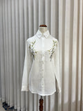 full sleeve white embroided shirt