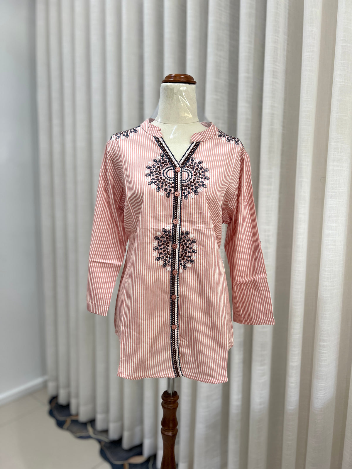 Long embroided top