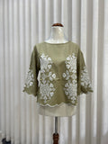 Green embroided top