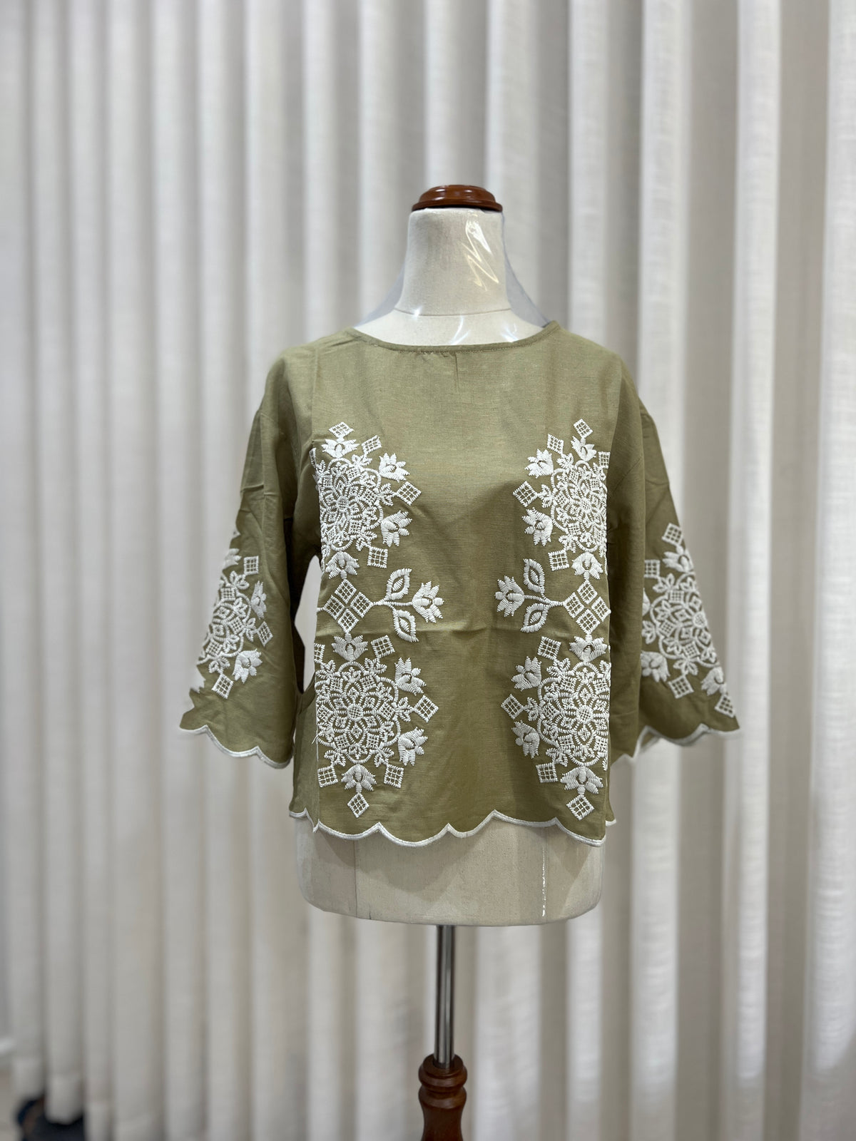 Green embroided top